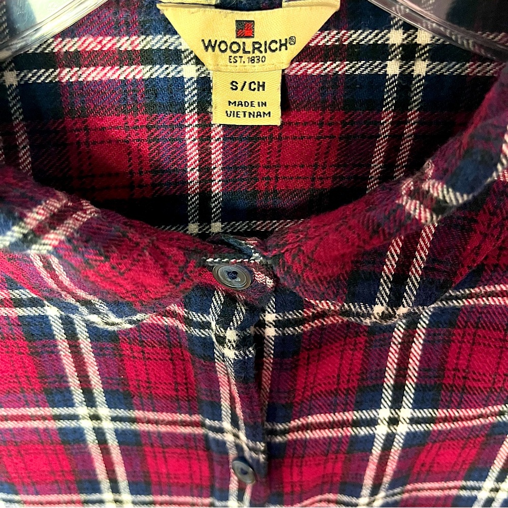 Vtg Woolrich Women’s Red Black Plaid Cotton Flannel Button Up Shirt Sz S Casual - Picture 6 of 7